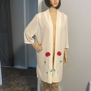 Vintage Edgar Vos Boutique Cream Floral Kimono